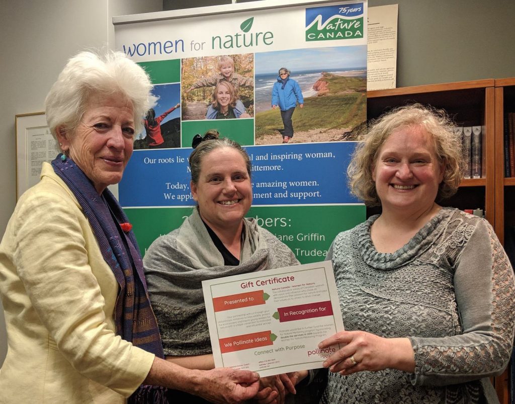 Janet Bax, Women for Nature co-chair and mentorships project leader, with Jodi Joy, Director of Development for Nature Canada, and Christy Pettit, Pollinate CEO (from left to right).
