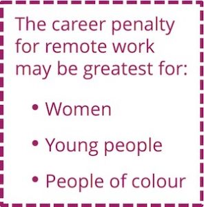 The career penalty for remote work may be greatest for women, young people and people of colour.