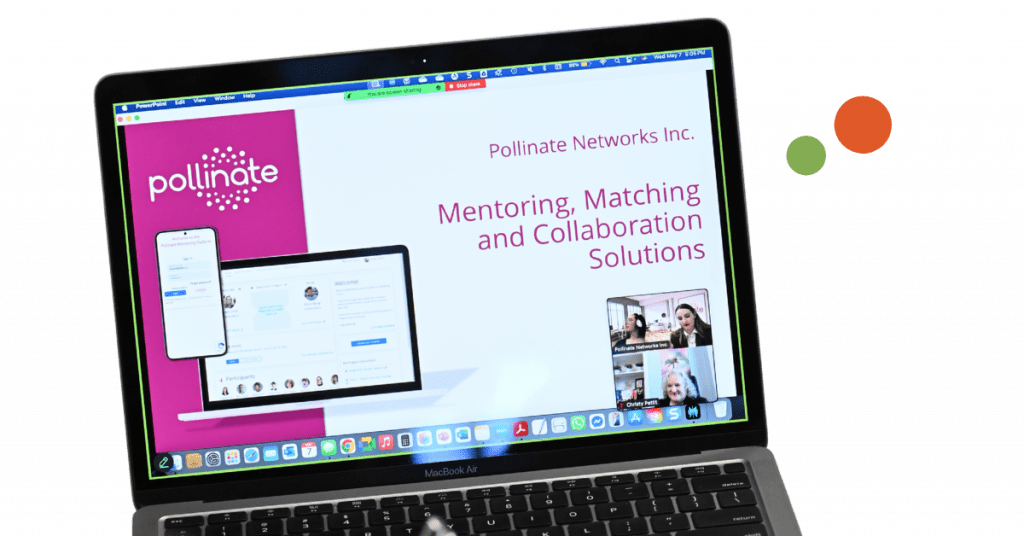 a laptop screen with a Pollinate presentation showing