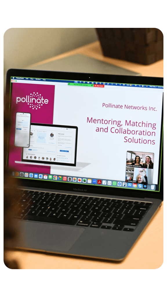 A laptop with a Pollinate presentation on the screen