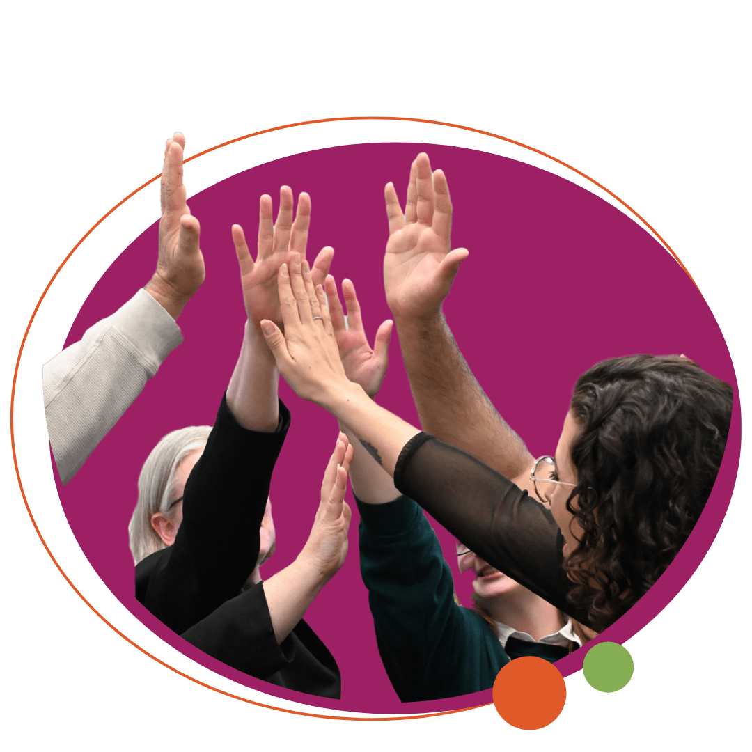 a team giving each other high fives