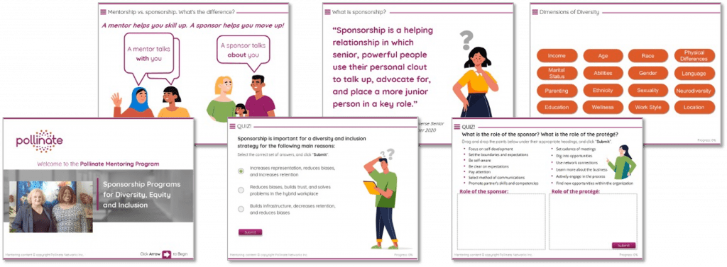 screen shots of the Pollinate sponsorship dei module