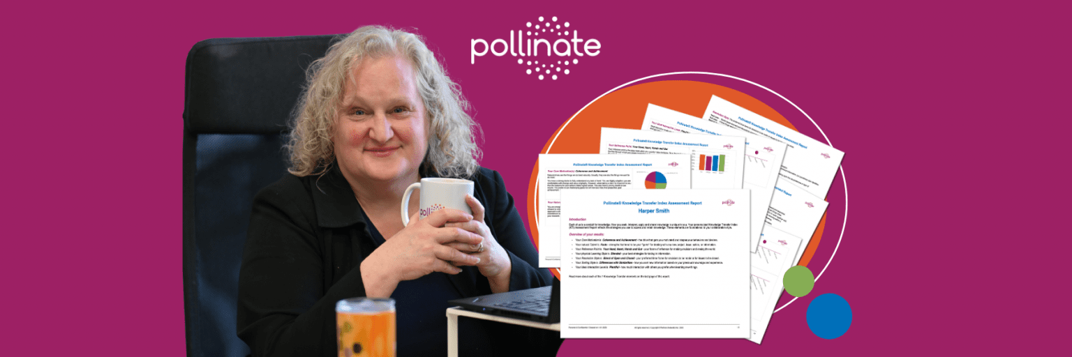 Christy Pettit at a desk with an image of a KTI report