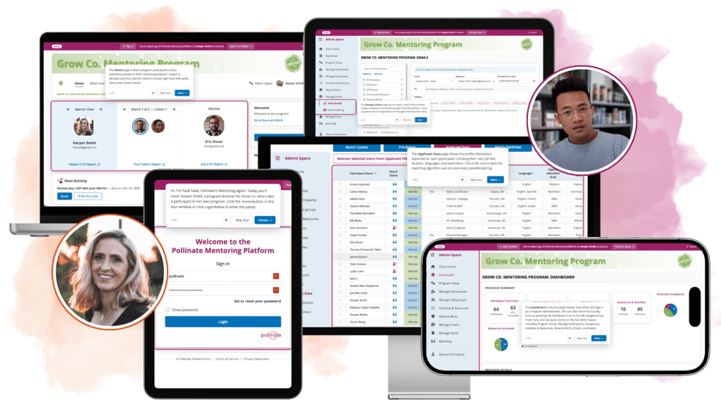 collage of screens showing the platform demo pages